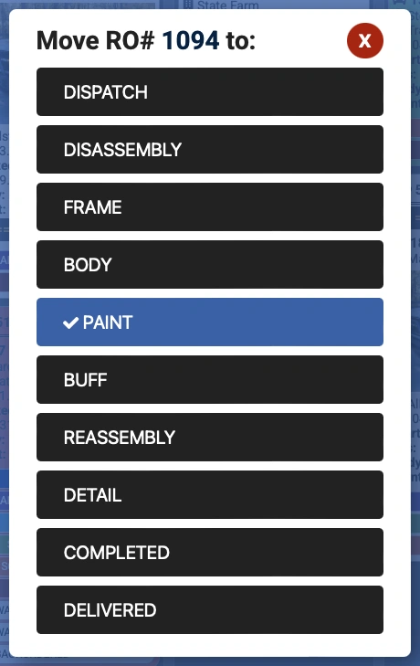 Department List dialog